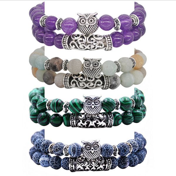 2pcs/set tibetan silver owl bracelet set handmade natural stones crystals bracelet & bangle set women men jewelry, Black
2pcs/set tibetan silver owl bracelet set handmade natural stones crystals bracelet & bangle set women men jewelry, Black