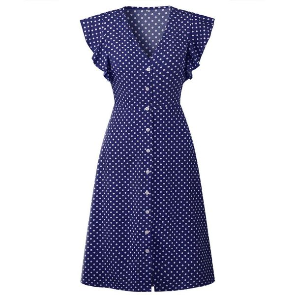 women ladies casual front button ruffle sleeve holiday polka dot v neck fabala midi party, Black;gray
women ladies casual front button ruffle sleeve holiday polka dot v neck fabala midi party, Black;gray