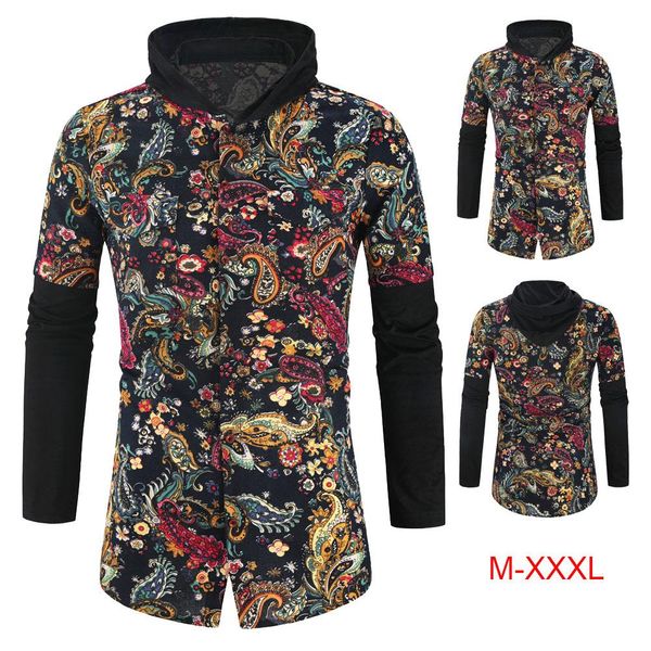 cashew flower social shirt for men mid-length long-sleeved men's shirt with hooded stitching blouse male slim new, White;black
cashew flower social shirt for men mid-length long-sleeved men's shirt with hooded stitching blouse male slim new, White;black