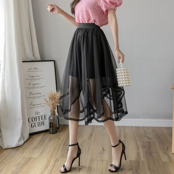 2020 summer women skirts mesh patchwork ladies a-line skirt elastic waist black color skirts korean style brand bottom
2020 summer women skirts mesh patchwork ladies a-line skirt elastic waist black color skirts korean style brand bottom