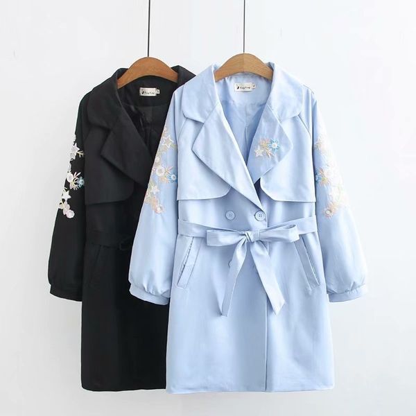 women's trench coats blue black medium lantern sleeve embroidery coat women 2021 autumn winter plus size xl-4xl overcoat windbreaker, Tan;black
women's trench coats blue black medium lantern sleeve embroidery coat women 2021 autumn winter plus size xl-4xl overcoat windbreaker, Tan;black
