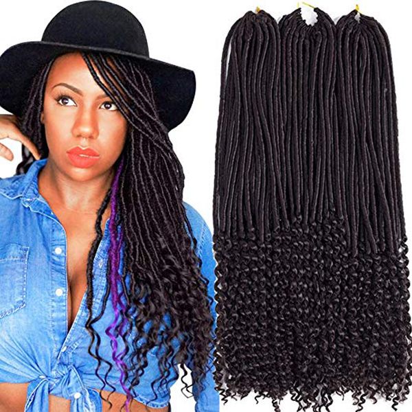 6packs faux locs crochet hair braids with curly ends synthetic hair goddess fauxlocs fiber braiding hair afro kinky soft dread dreadlocks, Black
6packs faux locs crochet hair braids with curly ends synthetic hair goddess fauxlocs fiber braiding hair afro kinky soft dread dreadlocks, Black