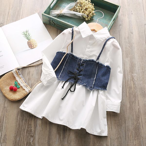 2019 autumn item girl long sleeve dress+jeans vest kids clothing girl fashion suit 2pcs per set t200526, White
2019 autumn item girl long sleeve dress+jeans vest kids clothing girl fashion suit 2pcs per set t200526, White