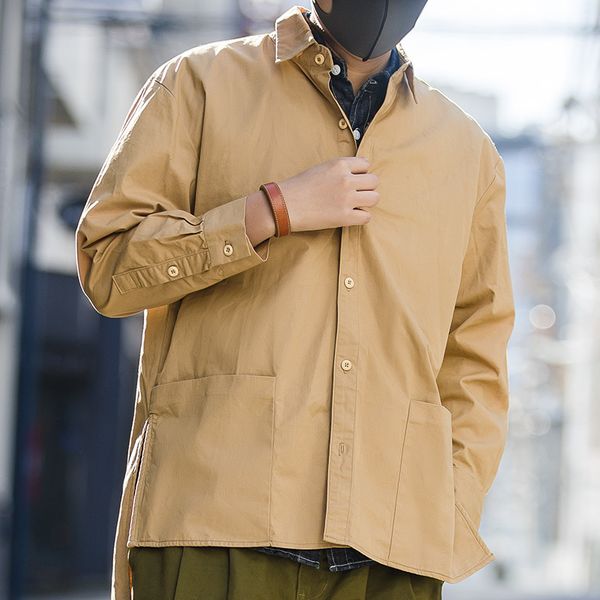 2020 new casual loose fit long sleeve cotton shirt jacket high low hem side slit khaki, White;black
2020 new casual loose fit long sleeve cotton shirt jacket high low hem side slit khaki, White;black