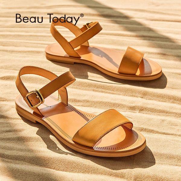 flat sandals women beautoday genuine cow leather slingback buckle strap quality summer shoes handmade 32040, Black
flat sandals women beautoday genuine cow leather slingback buckle strap quality summer shoes handmade 32040, Black