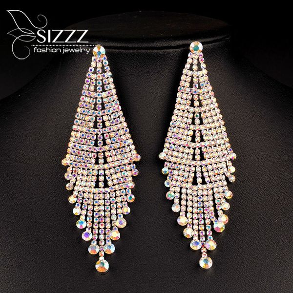 sizzz new silver color rhinestone crystal long tassel earrings for women bridal drop dangling earrings brincos wedding jewelry, Golden
sizzz new silver color rhinestone crystal long tassel earrings for women bridal drop dangling earrings brincos wedding jewelry, Golden