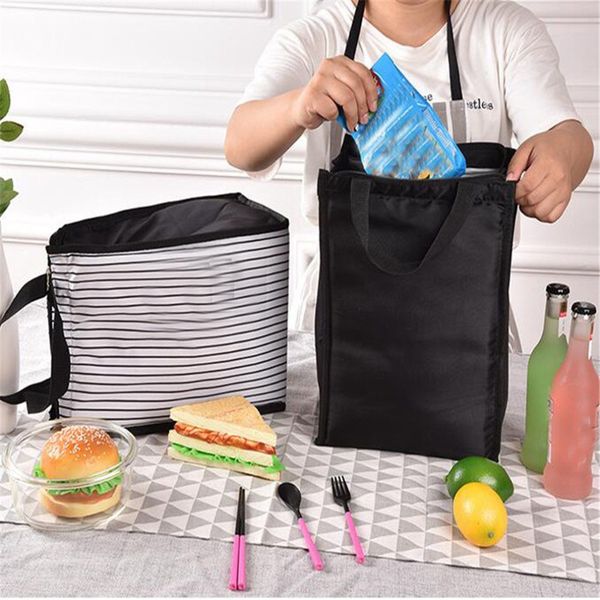 black white stripes portable thermal lunch bags women men picnic cooler box insulated tote bag storage container, Blue;pink
black white stripes portable thermal lunch bags women men picnic cooler box insulated tote bag storage container, Blue;pink
