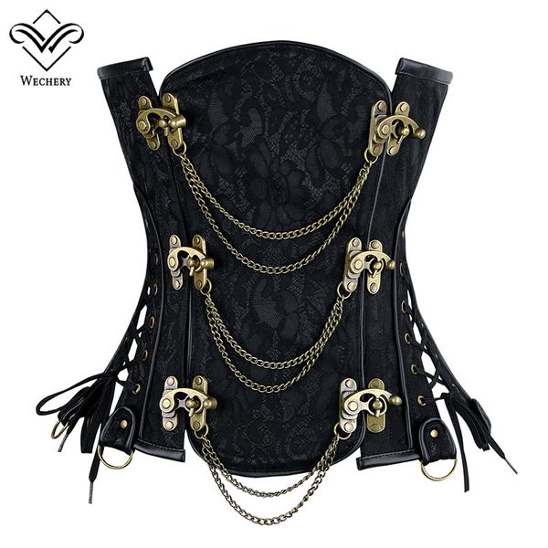 wechery steampunk corset retro punk women corsets chain buckle vintage posture cosplay korset lace up jacquard bustier, Black;white
wechery steampunk corset retro punk women corsets chain buckle vintage posture cosplay korset lace up jacquard bustier, Black;white