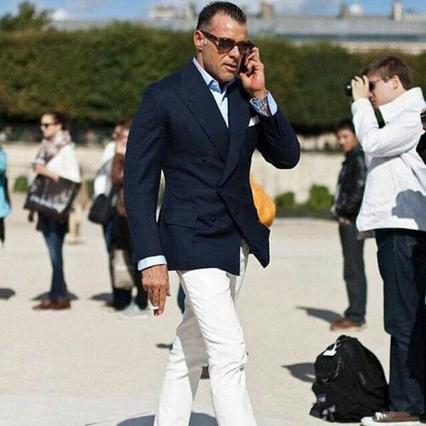 formal peaked lapel navy blue business men suits white pants men blazer groom tuxedos outfit 2 pcs costume homme masculino, White;black
formal peaked lapel navy blue business men suits white pants men blazer groom tuxedos outfit 2 pcs costume homme masculino, White;black