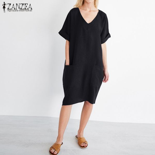 zanzea 2019 summer women v-neck short sleeve dress elegant work office vestido casual loose beach vestidos robe femme 5xl, Black;gray
zanzea 2019 summer women v-neck short sleeve dress elegant work office vestido casual loose beach vestidos robe femme 5xl, Black;gray