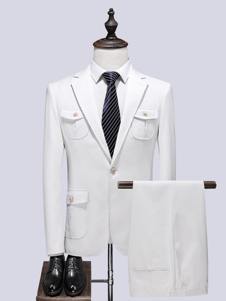 handsome white 2 pieces groom wedding tuxedos slim fit groomsman wear men suits wedding prom man casual blazer (jacket+pants), Black;gray
handsome white 2 pieces groom wedding tuxedos slim fit groomsman wear men suits wedding prom man casual blazer (jacket+pants), Black;gray