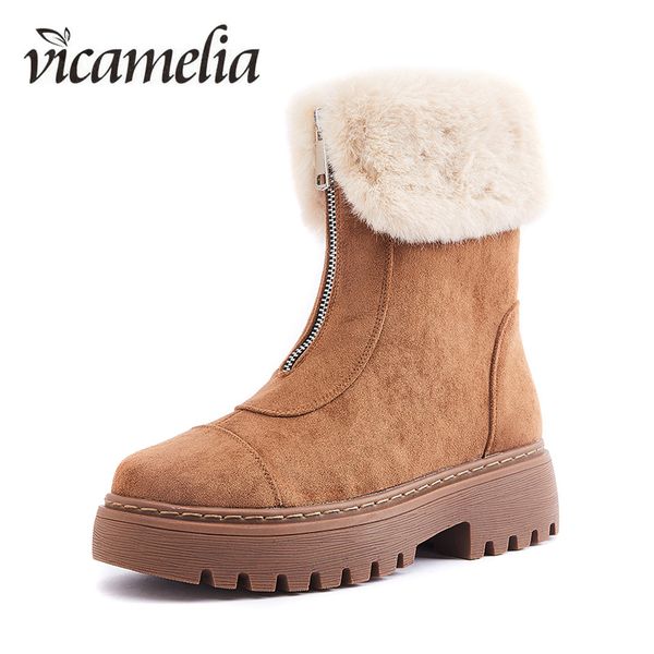 vicamelia women snow boots 2019 winter mid calf suede boots women round toe zipper plush woman female warm 471, Black
vicamelia women snow boots 2019 winter mid calf suede boots women round toe zipper plush woman female warm 471, Black