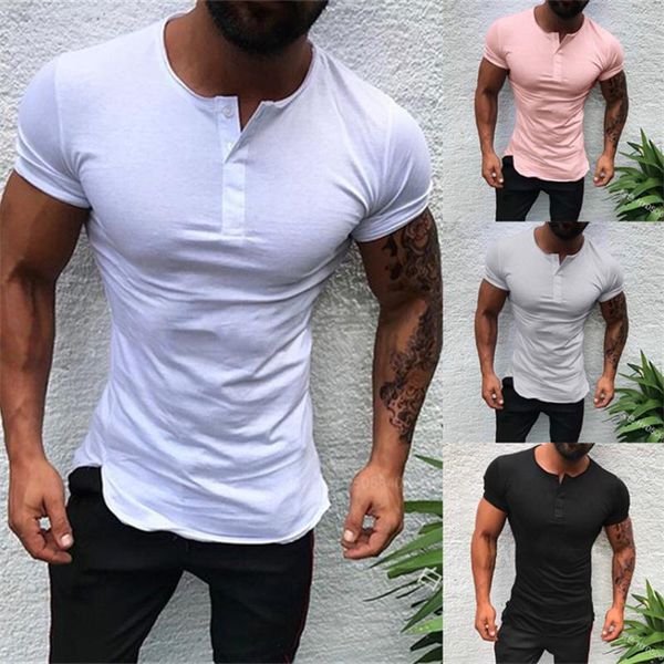 men's t-shirts 2021 men fashion short sleeve solid slim pullover button casual clothing streetwear for mans top, White;black
men's t-shirts 2021 men fashion short sleeve solid slim pullover button casual clothing streetwear for mans top, White;black