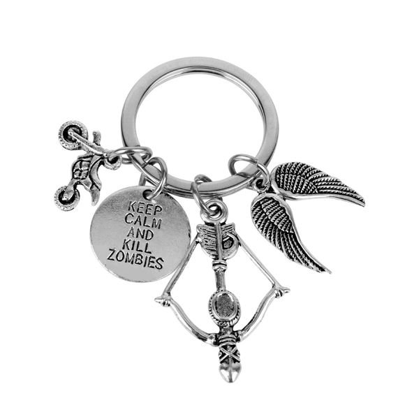 dongsheng fashion jewelry the cudgel & zombie keep calm and kill zombies pendant keychain daryl crossbow key chain, Silver
dongsheng fashion jewelry the cudgel & zombie keep calm and kill zombies pendant keychain daryl crossbow key chain, Silver