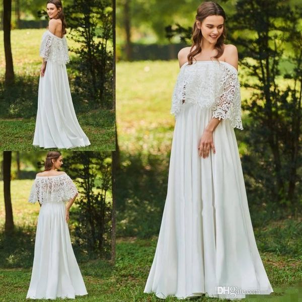 a line beach wedding dresses backless with lace cape chiffon plus size custom made stylish country bridal gowns 249, White
a line beach wedding dresses backless with lace cape chiffon plus size custom made stylish country bridal gowns 249, White