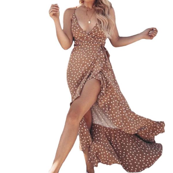 women ladies dress boho polka dot sleeveless v-neck long maxi dress holiday beach sundress, Black;gray
women ladies dress boho polka dot sleeveless v-neck long maxi dress holiday beach sundress, Black;gray