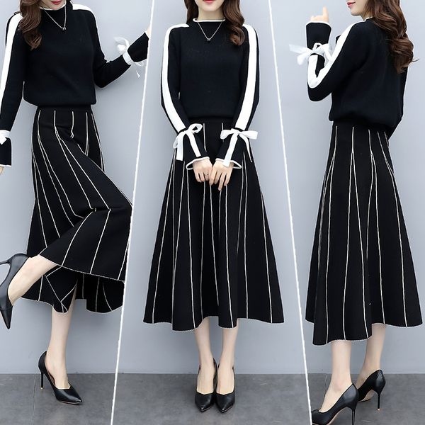 plus size black women knitted two piece sets bow tie sweater and long skirt suits sets winter elegant vintage ladies db692, White
plus size black women knitted two piece sets bow tie sweater and long skirt suits sets winter elegant vintage ladies db692, White