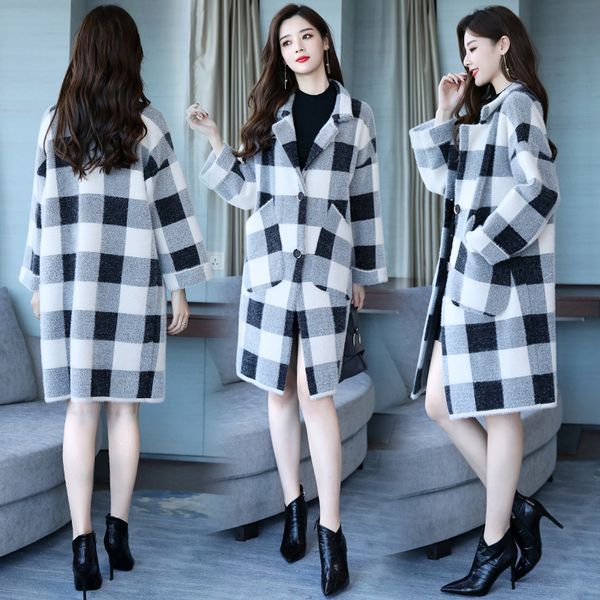 plaid loose long woolen winter coats single breasted wool coat and jacket turn-down collar pockets ladies coats, Black
plaid loose long woolen winter coats single breasted wool coat and jacket turn-down collar pockets ladies coats, Black