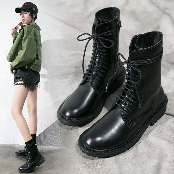 women boots winter boots 2019 fashion black military triple martin boots