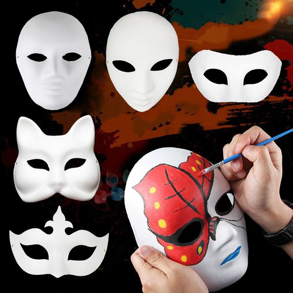10pcs diy painting pulp blank white masks full face half face masquerade party masks costume props for men women kids
10pcs diy painting pulp blank white masks full face half face masquerade party masks costume props for men women kids