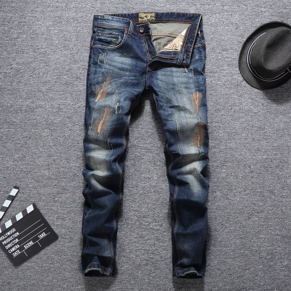 italian style fashion men jeans slim fit retro blue patchwork ripped jeans men hip hop pants streetwear vintage
italian style fashion men jeans slim fit retro blue patchwork ripped jeans men hip hop pants streetwear vintage