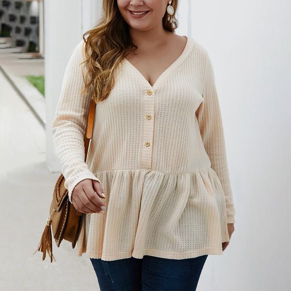 feitong women v-neck plus size long sleeve solid color button fold casual blouse clothes women blusa feminina, White
feitong women v-neck plus size long sleeve solid color button fold casual blouse clothes women blusa feminina, White