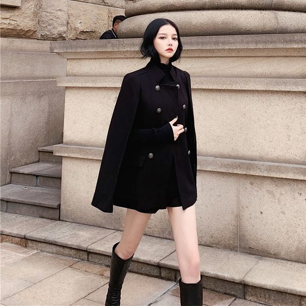 korean autumn winter temperament loose flare long-sleeved double breasted cape coats women new fashion streetwear 2020, Black
korean autumn winter temperament loose flare long-sleeved double breasted cape coats women new fashion streetwear 2020, Black