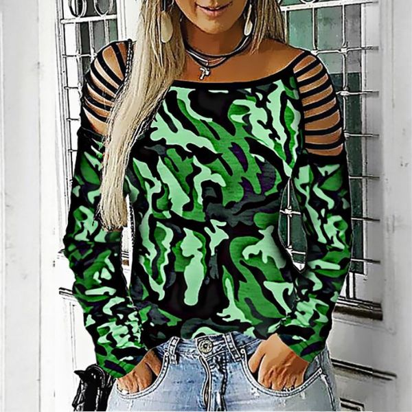 long sleeve tshirts fashion bind dew shoulder womens tees casual females clothing camouflage print womens, White
long sleeve tshirts fashion bind dew shoulder womens tees casual females clothing camouflage print womens, White