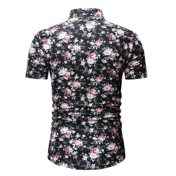 men long sleeve printing shirt men new floral casual shirt, White;black