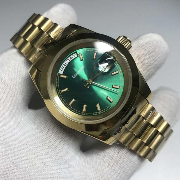 luxury 18k gold watch automatic daydate men automatic self-wind 40mm watches stainless steel wristwatch no battery, Slivery;brown
luxury 18k gold watch automatic daydate men automatic self-wind 40mm watches stainless steel wristwatch no battery, Slivery;brown