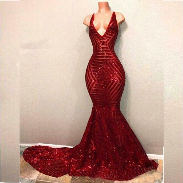 african red long mermaid prom dresses 2019 sleeveless v neck illusion sweep strain formal evening dress party gowns custom made plus size, Black
african red long mermaid prom dresses 2019 sleeveless v neck illusion sweep strain formal evening dress party gowns custom made plus size, Black
