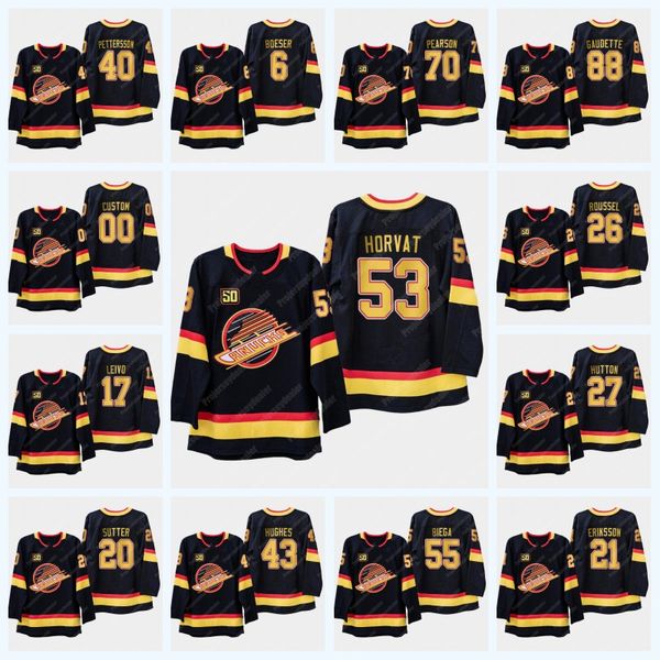 Youth Vancouver Canucks 50th Seasons Third Jersey Elias Pettersson Bo Horvat Brock Boeser J.T. Miller Tanner Pearson Antoine Roussel Hutton
Youth Vancouver Canucks 50th Seasons Third Jersey Elias Pettersson Bo Horvat Brock Boeser J.T. Miller Tanner Pearson Antoine Roussel Hutton