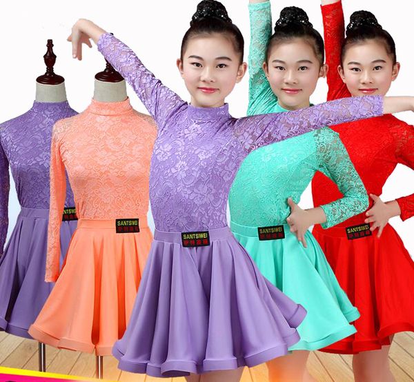 girls children latin dance skirt children split lace dance performance test competition standard dress, Black;red
girls children latin dance skirt children split lace dance performance test competition standard dress, Black;red