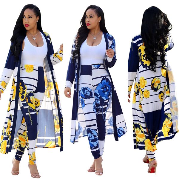 women long sleeve 2 pieces sets floral printed long cardigan out trench coat and pencil pants ladies bodycon club outfits, White
women long sleeve 2 pieces sets floral printed long cardigan out trench coat and pencil pants ladies bodycon club outfits, White