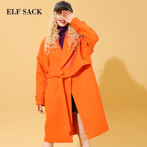 elf sack winter new woman wool blends long sleeve solid femme jackets turn-down collar women wide-waisted solid jackets coat, Black
elf sack winter new woman wool blends long sleeve solid femme jackets turn-down collar women wide-waisted solid jackets coat, Black