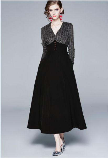 fashion retro french temperament ladies long sleeves waist slim skirt, Black;gray
fashion retro french temperament ladies long sleeves waist slim skirt, Black;gray