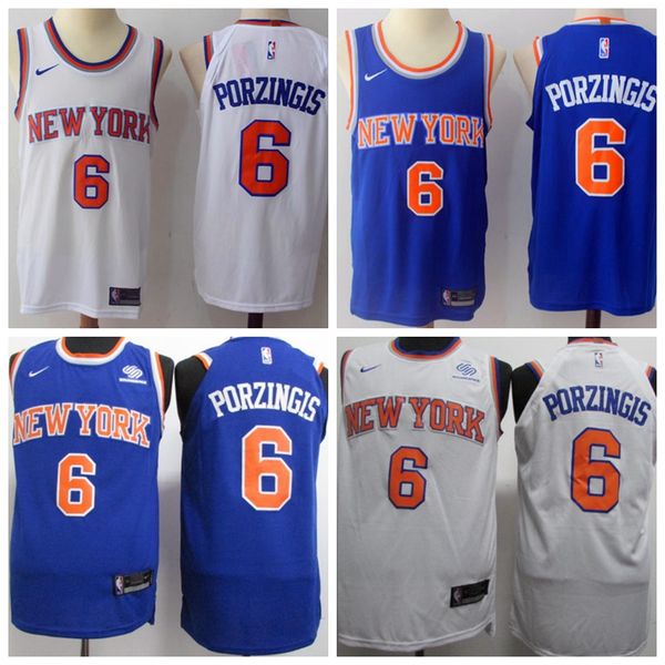 new york knicks 6#kristaps6#porzingis basketball star player 6 sews basketball jerseys, Black;red