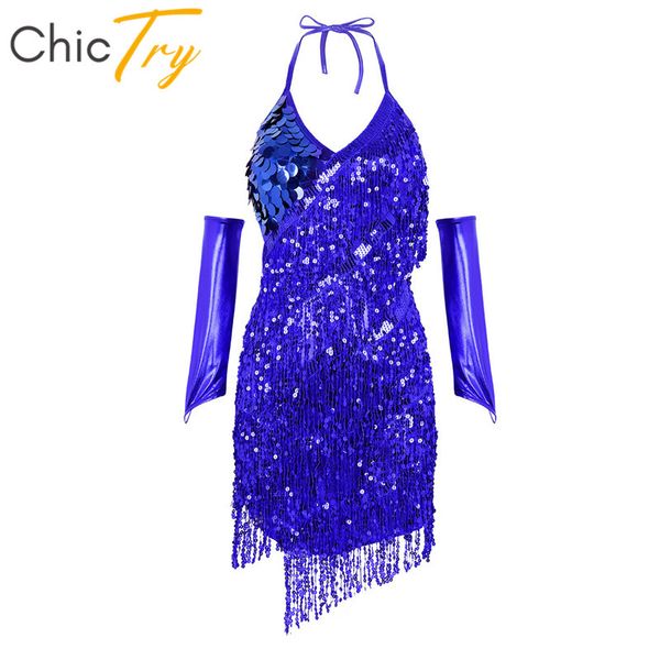 chictry women shiny sequins tassels latin dance dress halter backless salsa rumba samba tango stage performance dance costumes, Black;red
chictry women shiny sequins tassels latin dance dress halter backless salsa rumba samba tango stage performance dance costumes, Black;red