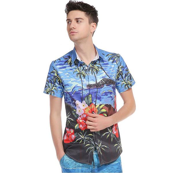2019 summer new men hawaii 3d palm tree print short sleeve shirt fashion casual flower shirt camisa sandy beach men, White;black
2019 summer new men hawaii 3d palm tree print short sleeve shirt fashion casual flower shirt camisa sandy beach men, White;black