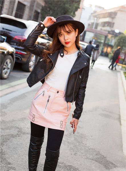 fashion casual woman faux leather jacket full sleeve short punk womens coats zipper pockets pu leather jackets womens, Black
fashion casual woman faux leather jacket full sleeve short punk womens coats zipper pockets pu leather jackets womens, Black