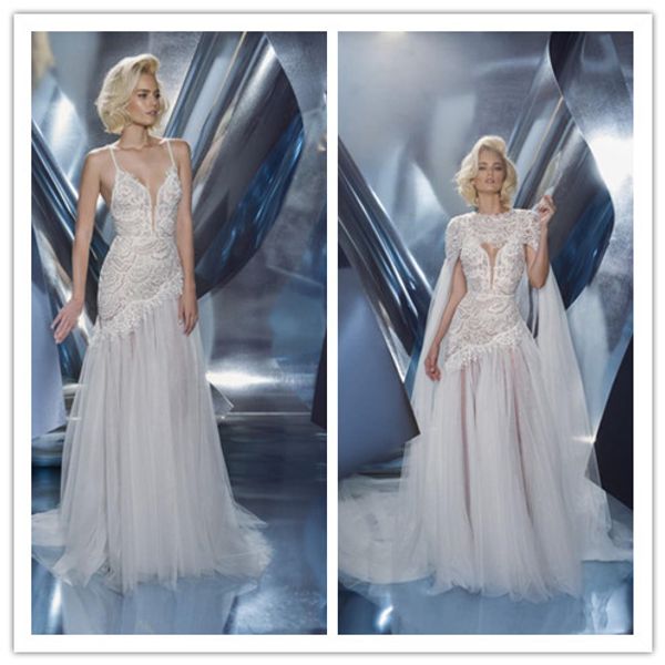 dany mizrachi 2020 beach mermaid wedding dresses with cape spaghetti neck bridal gowns boho lace appliqued beads vestidos de noiva h08, White
dany mizrachi 2020 beach mermaid wedding dresses with cape spaghetti neck bridal gowns boho lace appliqued beads vestidos de noiva h08, White
