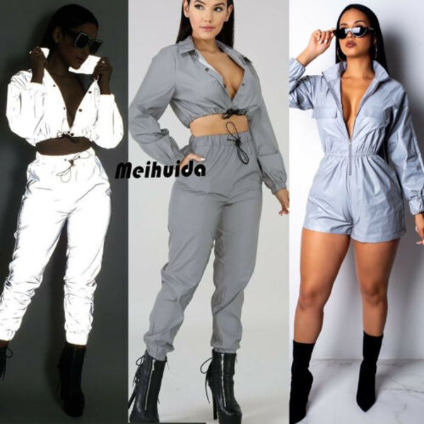 hirigin women fashion reflective outfits crop pants sets two piece jumpsuit playsuit, Black;white
hirigin women fashion reflective outfits crop pants sets two piece jumpsuit playsuit, Black;white