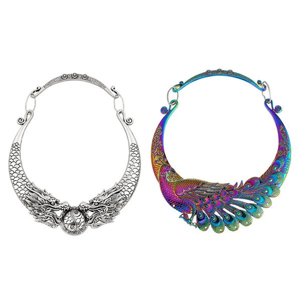 trendy fashion dazzle carved peacock collar jewelry retro vintage silver antique necklace women double dragon statement necklace
trendy fashion dazzle carved peacock collar jewelry retro vintage silver antique necklace women double dragon statement necklace