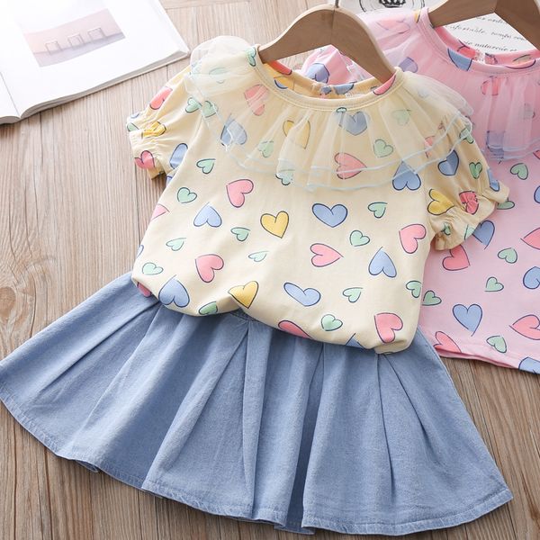 2020 summer baby girls sets printed t-shirt + denim skirt, White
2020 summer baby girls sets printed t-shirt + denim skirt, White