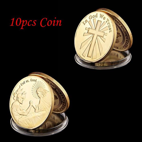 10pcs/lot souvenir craft jesus christ against the evil satan beliefs gift 24k gold plated in god we trust challenge coins
10pcs/lot souvenir craft jesus christ against the evil satan beliefs gift 24k gold plated in god we trust challenge coins