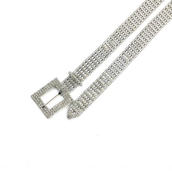 ins wind super fire belt female decorative pants five row diamond diamond belt, Black;brown