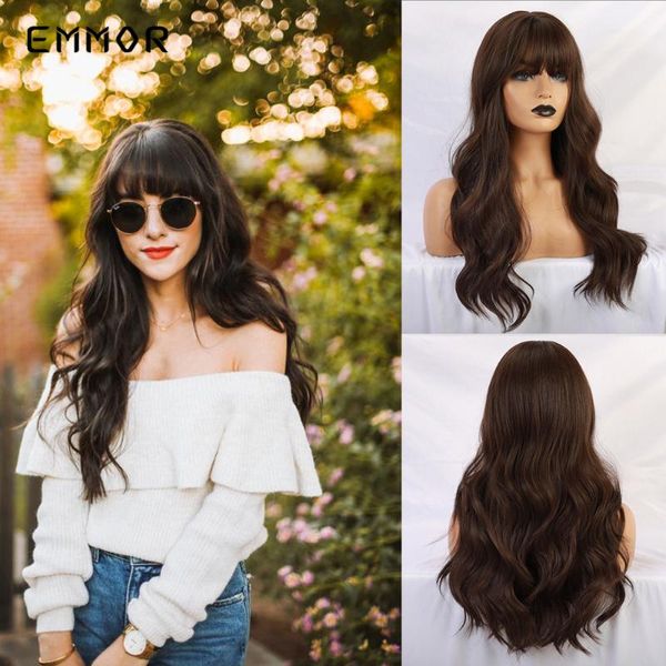 emmor ombre dark brown natural wave synthetic hair wigs with bangs high temperature fluffy cosplay costume daily wig for women, Black
emmor ombre dark brown natural wave synthetic hair wigs with bangs high temperature fluffy cosplay costume daily wig for women, Black