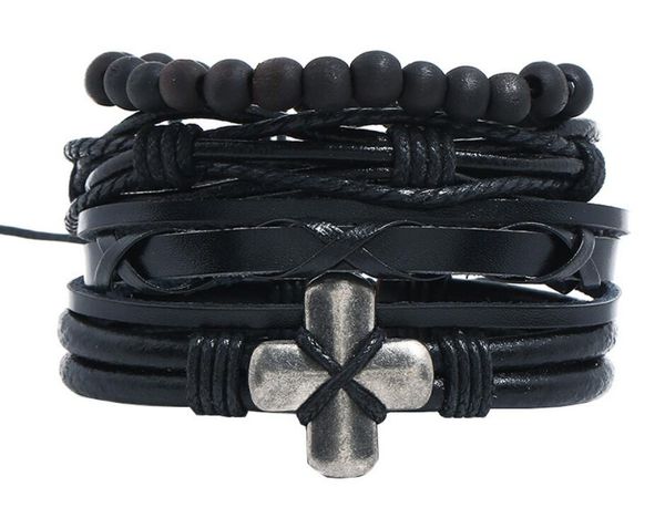 man's cowhide leather bracelet diy hand woven beading multilayer cross combination suit bracelet size can be adjusted 4styles/1set, Black
man's cowhide leather bracelet diy hand woven beading multilayer cross combination suit bracelet size can be adjusted 4styles/1set, Black