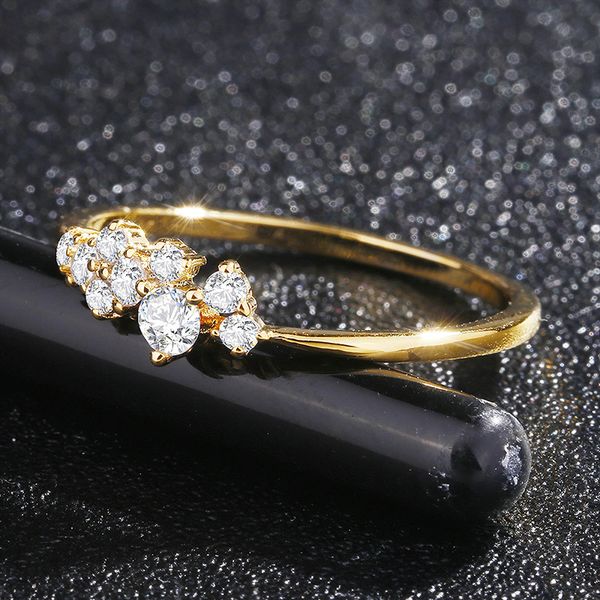 double fair fashion trend elegant women's ring for romantic party gift light yellow gold thin jewelry small drill ring kcr088m, Silver 
double fair fashion trend elegant women's ring for romantic party gift light yellow gold thin jewelry small drill ring kcr088m, Silver