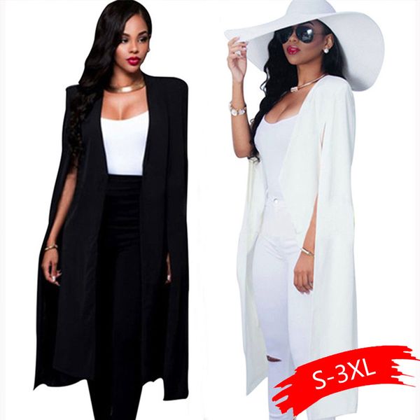 women elegant blazer 2018 selling contrast binding open front cape long sleeve blazer white black longline plain outer, Tan;black
women elegant blazer 2018 selling contrast binding open front cape long sleeve blazer white black longline plain outer, Tan;black